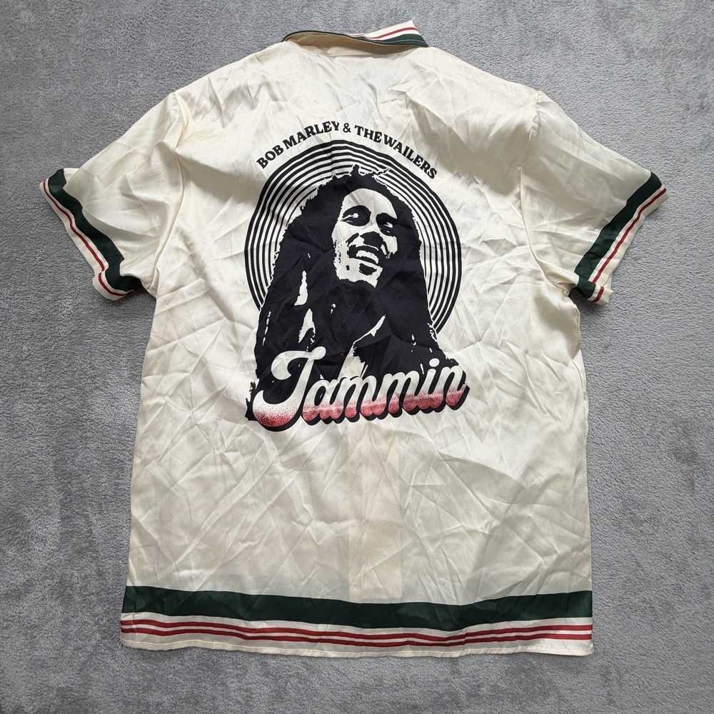 Bob Marley Shoe Palace Shirt Mens XL White‎ Short Sleeve Button Up Relaxed Fit